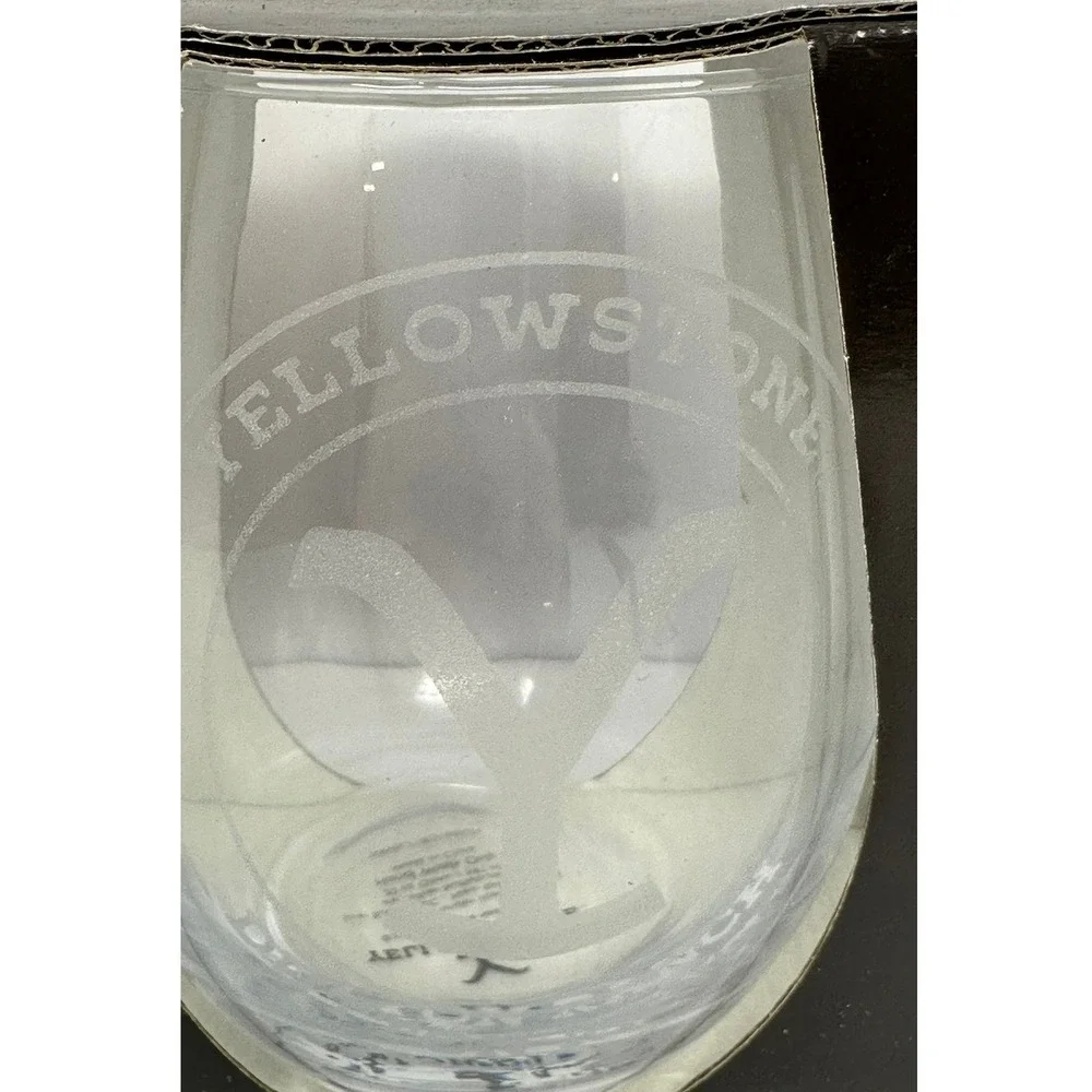 Yellowstone Dutton Ranch Tear Drop Glass Set of 2 20oz Stemless Etched Horse Y